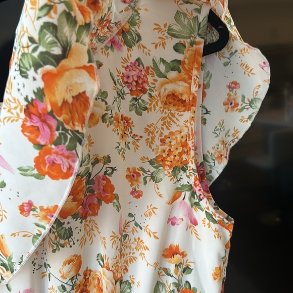 One Shoulder Colourful Midi Dress Layered Ruffle Floral Print Size XL - Picture 15 of 16